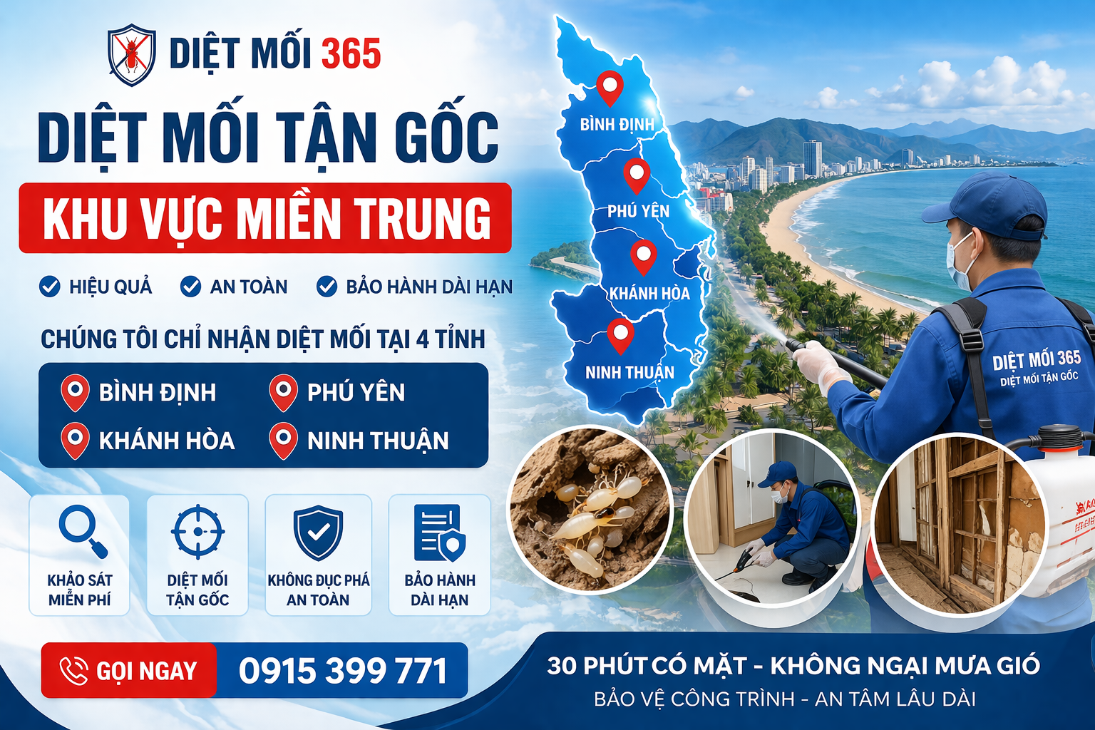 dịch vụ diệt mối miền trung bình định phú yên khánh hòa ninh thuận